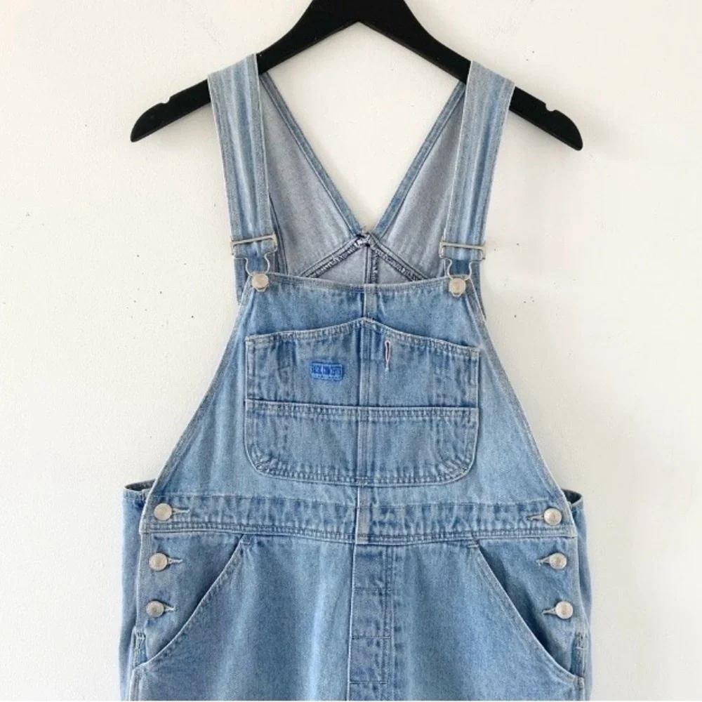 VINTAGE 90s Light Denim Baggy Overalls - Picture 2 of 10